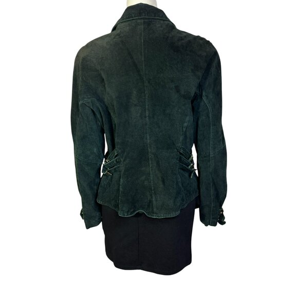 Vintage Hide Park Green Suede Leather Jacket Women's Small | Moto Biker - Picture 5 of 12